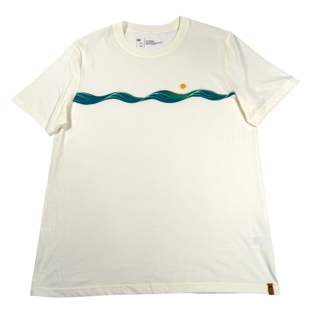 Tentree TreeBlend Mens Graphic T-Shirt Sz L Cream Wave‎ Sunset Organic Casual - Picture 5 of 9